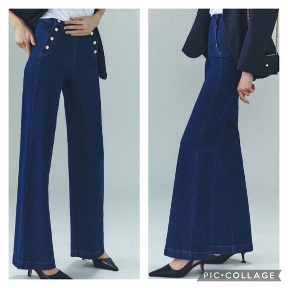 Anthropologie Denim - Anthropologie Frame Adele Blue Sailor Snap Flare Jeans Size 32